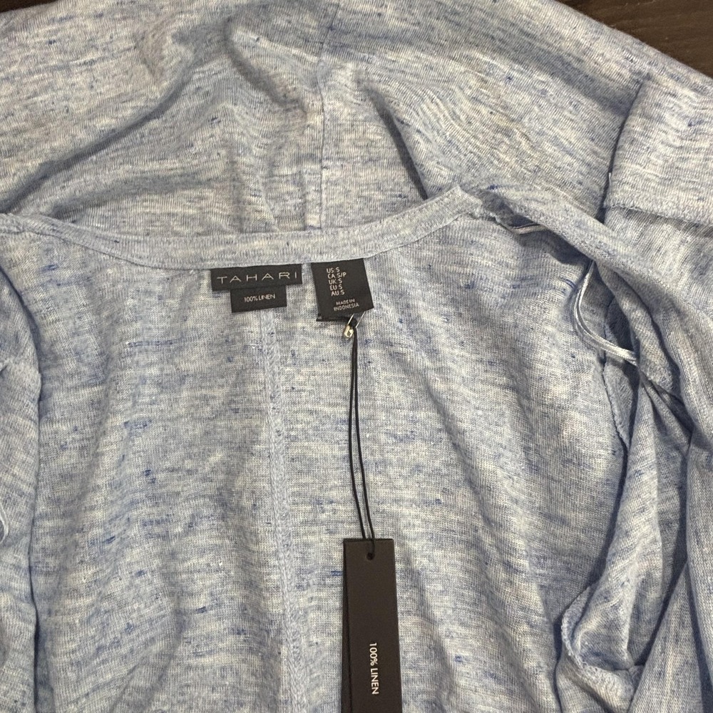 NWT Tahari 100% Linen Open Front Cardigan Womens Small Lightweight Beachy NEW - Picture 4 of 12